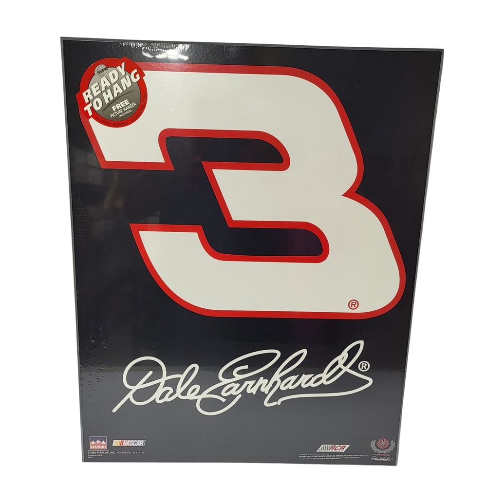 Dale Earnhardt Sr NASCAR #3 Starline Wood Mounted Art Print 16x20 Ready to Hang
